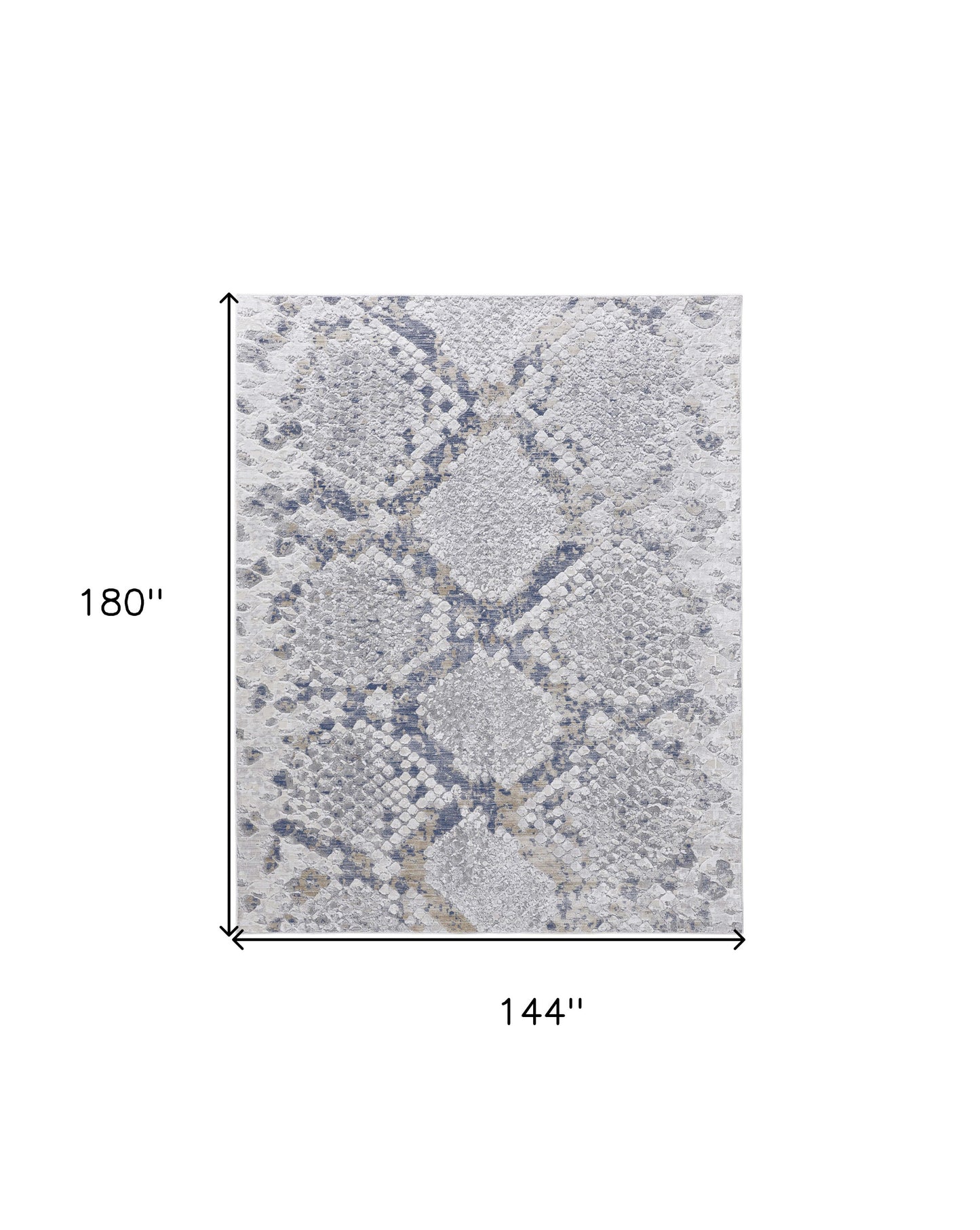 12 x 15 Gray Silver & Blue Floral Power Loom Rug