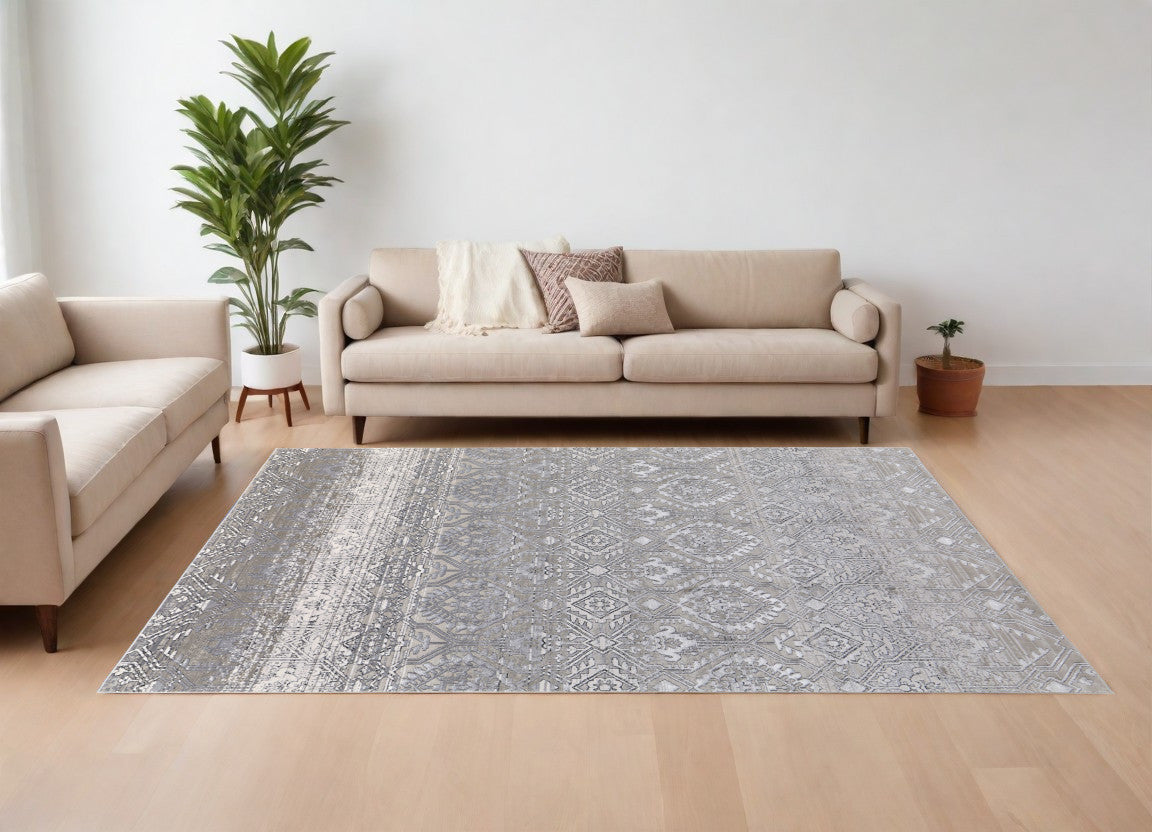 12 x 15 Black & Silver Power Loom Rug