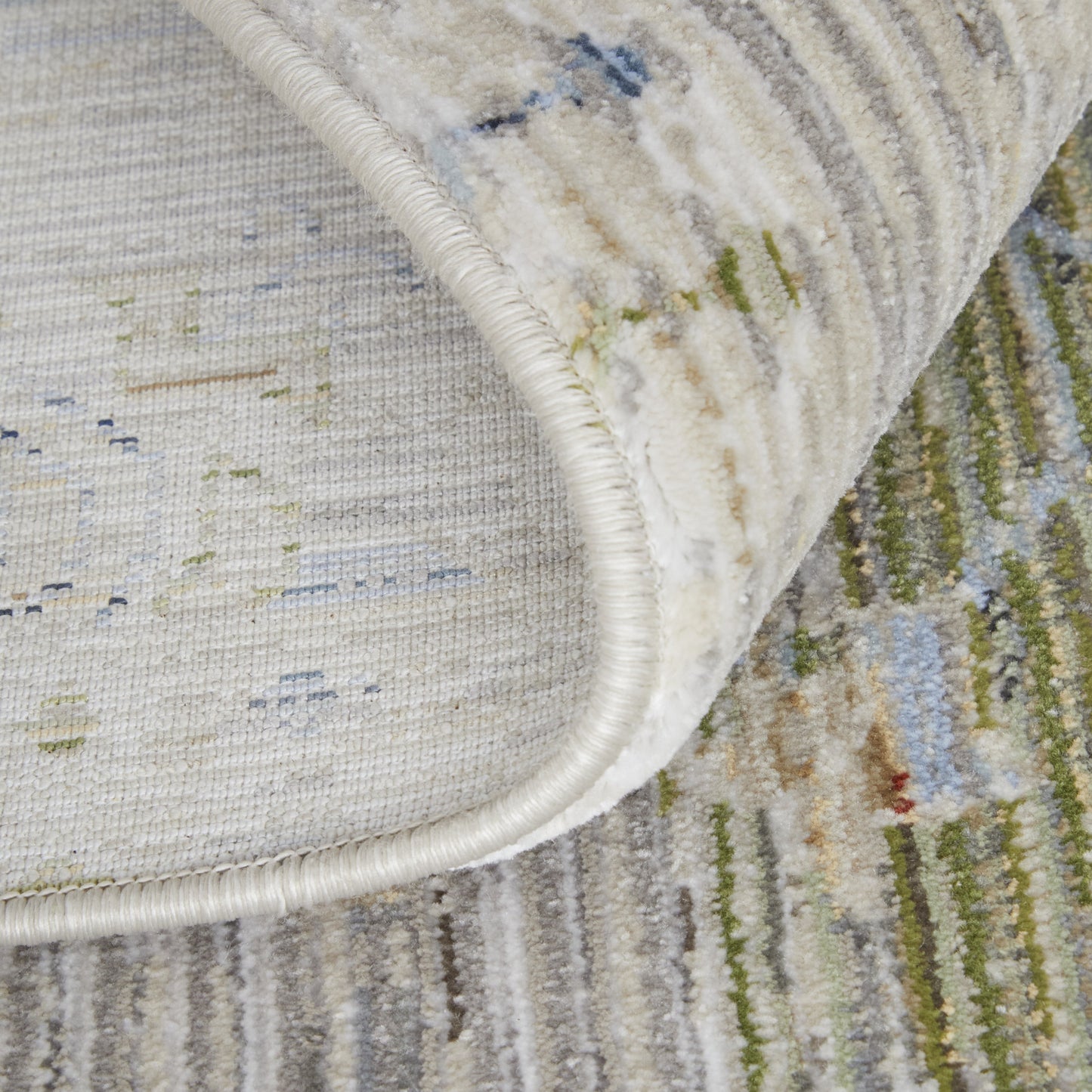 8 x 10 Ivory Green & Blue Power Loom Rug
