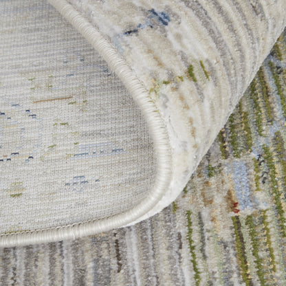 8 x 10 Ivory Green & Blue Power Loom Rug