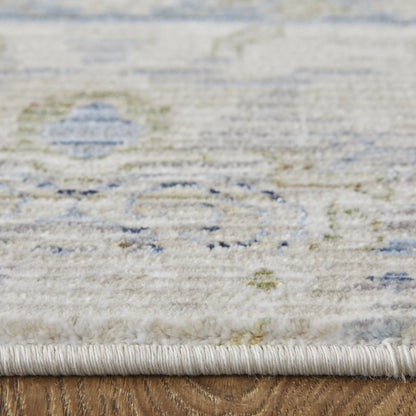 8 x 10 Ivory Green & Blue Power Loom Rug