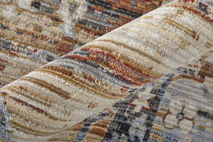 8 x 10 Ivory Red & Blue Power Loom Rug