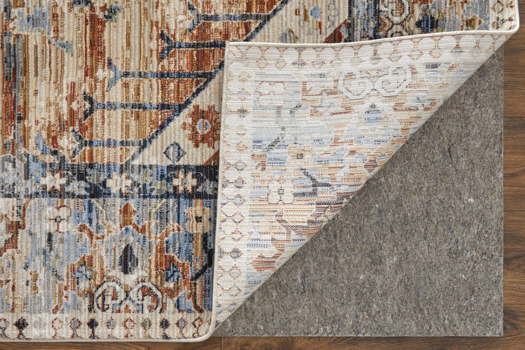 8 x 10 Ivory Red & Blue Power Loom Rug