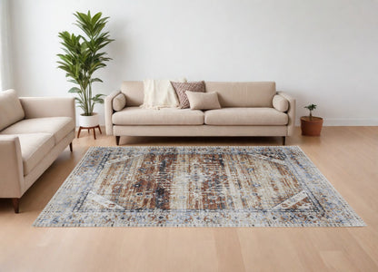 8 x 10 Ivory Red & Blue Power Loom Rug