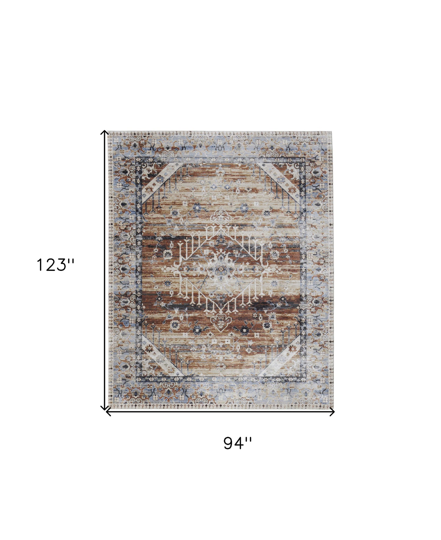 8 x 10 Ivory Red & Blue Power Loom Rug