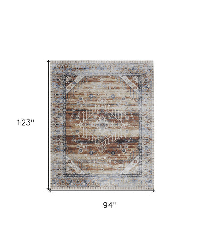 8 x 10 Ivory Red & Blue Power Loom Rug
