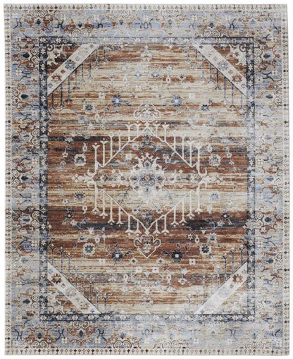 8 x 10 Ivory Red & Blue Power Loom Rug