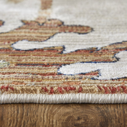 8 x 10 Ivory Red & Blue Floral Power Loom Rug