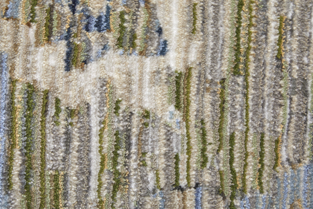 8 x 10 Ivory Green & Blue Floral Power Loom Rug