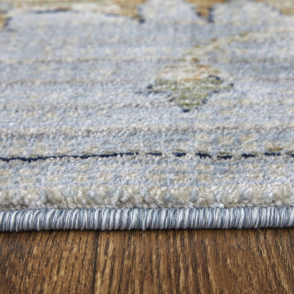 8 x 10 Gray Blue & Green Floral Power Loom Rug