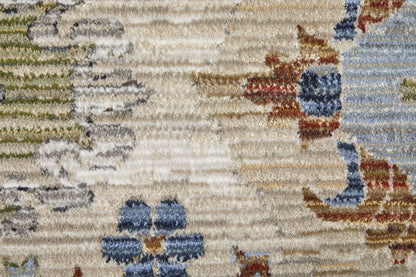 8 x 10 Ivory Red & Blue Floral Power Loom Rug
