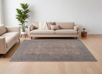 12 x 15 Blue & Red Oriental Power Loom Rug With Fringe
