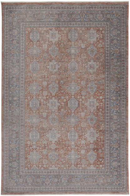 12 x 15 Blue & Red Oriental Power Loom Rug With Fringe