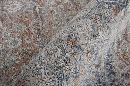 12 x 15 Gray Ivory & Orange Oriental Power Loom Rug With Fringe