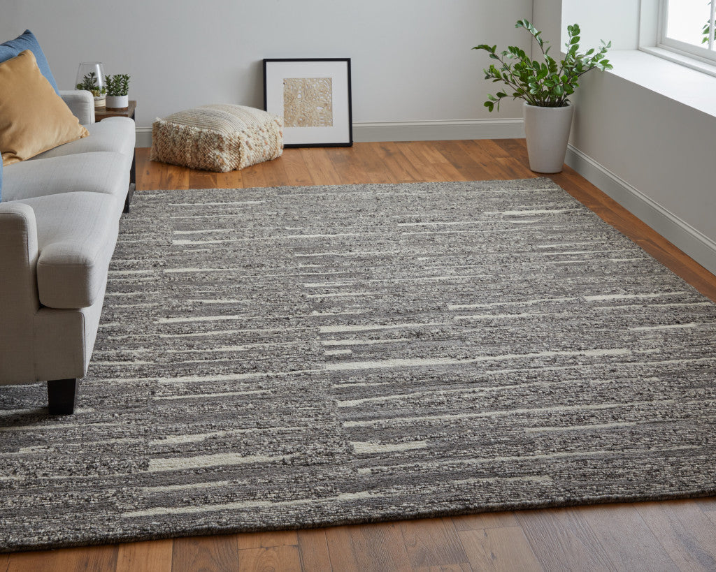 4 x 6 Gray Ivory & Taupe Hand Woven Rug