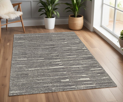 4 x 6 Gray Ivory & Taupe Hand Woven Rug