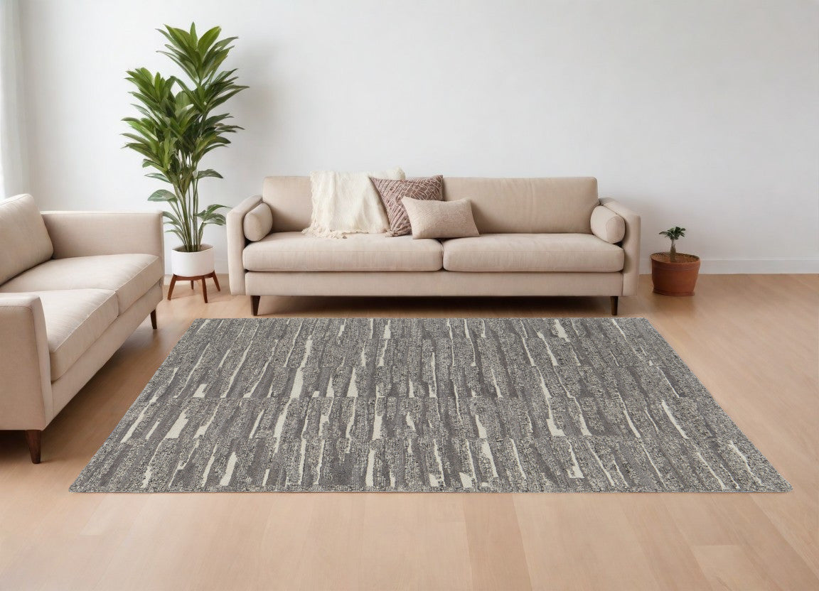 12 x 15 Gray Ivory & Taupe Hand Woven Rug