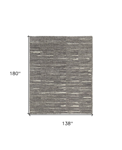 12 x 15 Gray Ivory & Taupe Hand Woven Rug