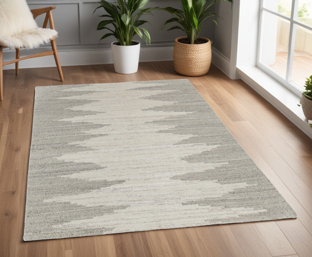 4 x 6 Gray & Ivory Ombre Hand Woven Rug