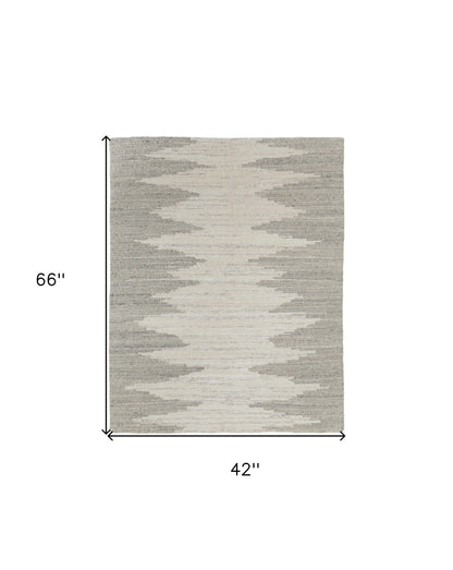 4 x 6 Gray & Ivory Ombre Hand Woven Rug