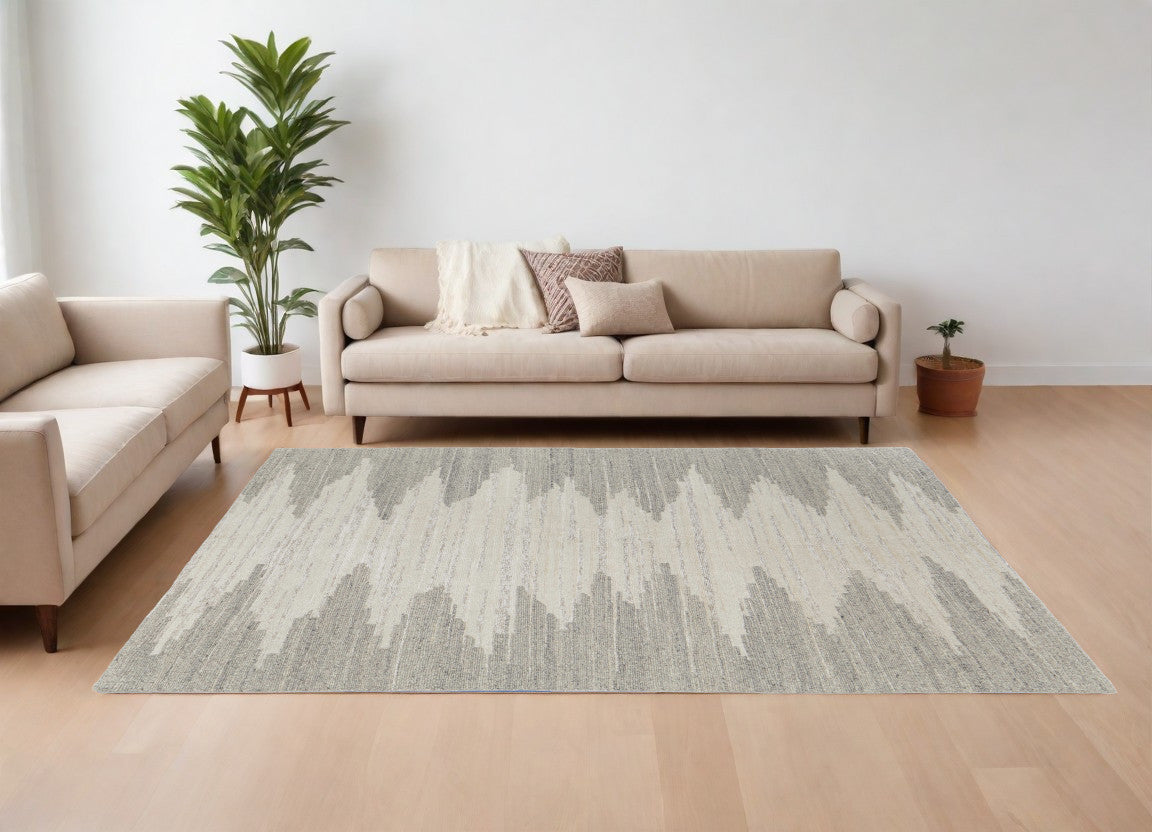 12 x 15 Gray & Ivory Ombre Hand Woven Rug