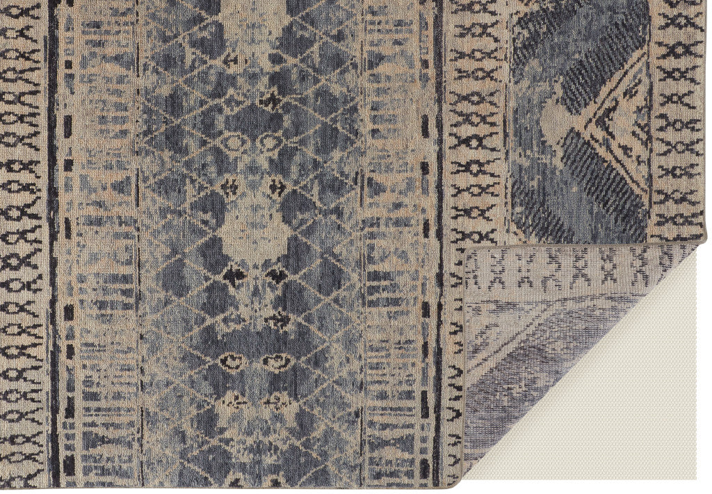 4 x 6 Gray Blue & Ivory Wool Floral Hand Knotted Rug