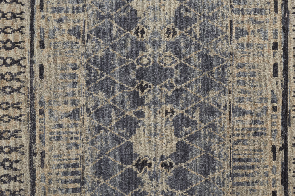 8 x 10 Gray Blue & Ivory Wool Floral Hand Knotted Rug