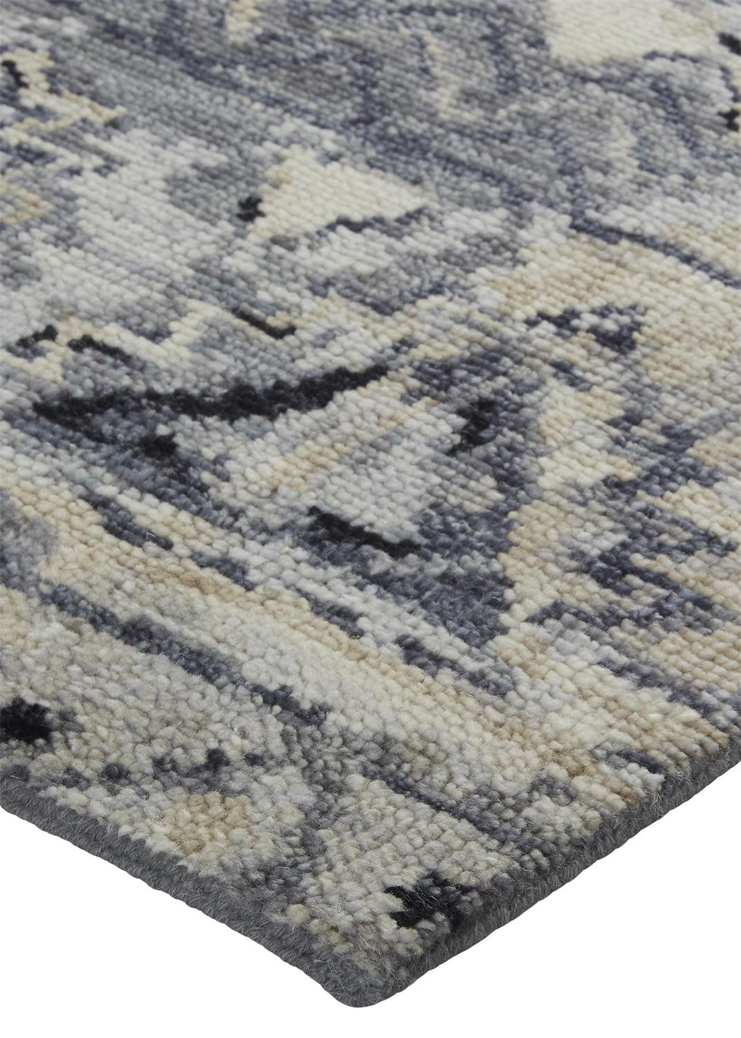 8 x 10 Taupe Gray & Tan Wool Geometric Hand Knotted Rug