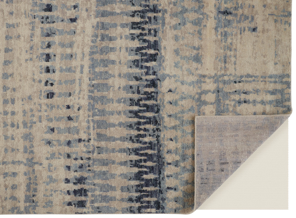 12 x 15 Gray Blue & Ivory Wool Hand Knotted Rug