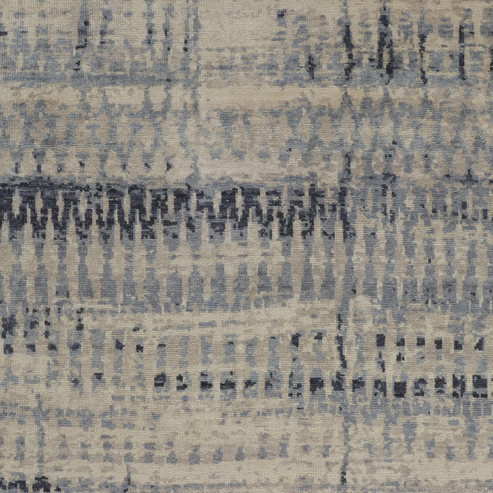 12 x 15 Gray Blue & Ivory Wool Hand Knotted Rug