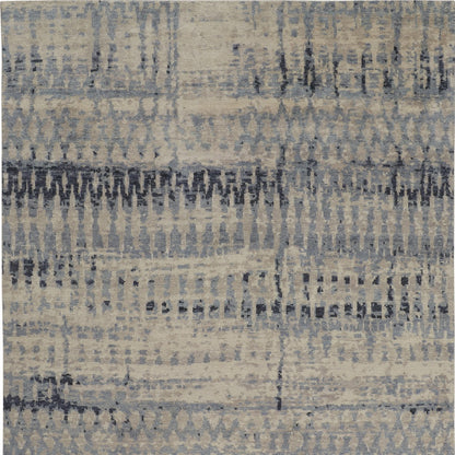 12 x 15 Gray Blue & Ivory Wool Hand Knotted Rug