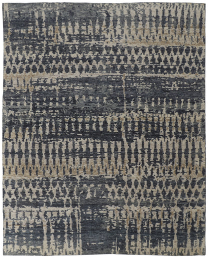 4 x 6 Blue Gray & Tan Wool Hand Knotted Rug