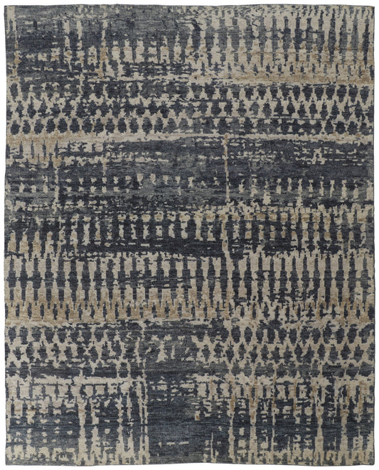 12 x 15 Blue Gray & Tan Wool Hand Knotted Rug