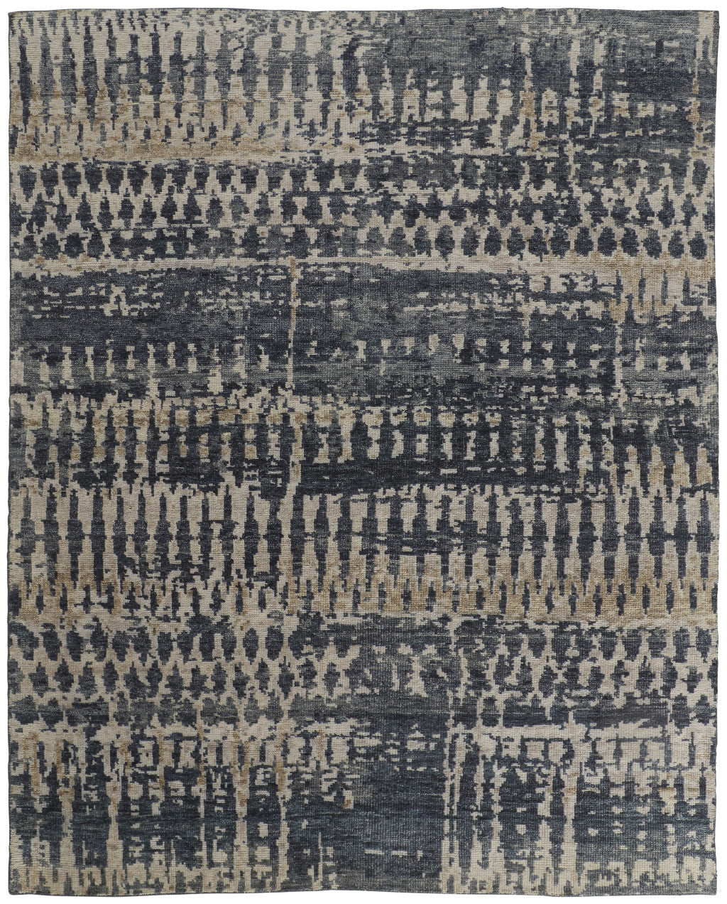 12 x 15 Blue Gray & Tan Wool Hand Knotted Rug
