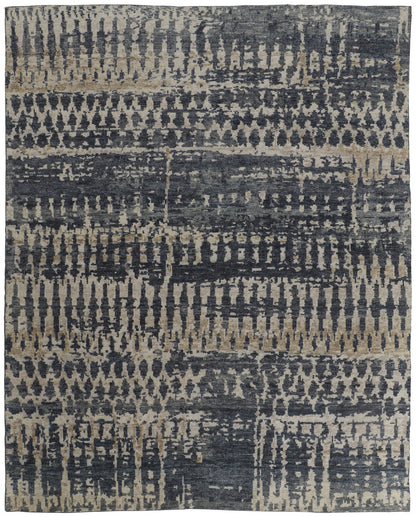 12 x 15 Blue Gray & Tan Wool Hand Knotted Rug