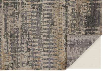 4 x 6 Gray Taupe & Ivory Wool Hand Knotted Rug