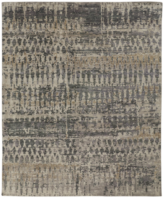 4 x 6 Gray Taupe & Ivory Wool Hand Knotted Rug