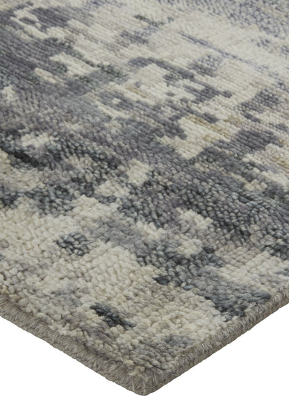 4 x 6 Gray Taupe & Ivory Wool Hand Knotted Rug