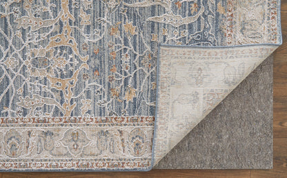 8 x 10 Taupe & Blue Ikat Power Loom Rug With Fringe