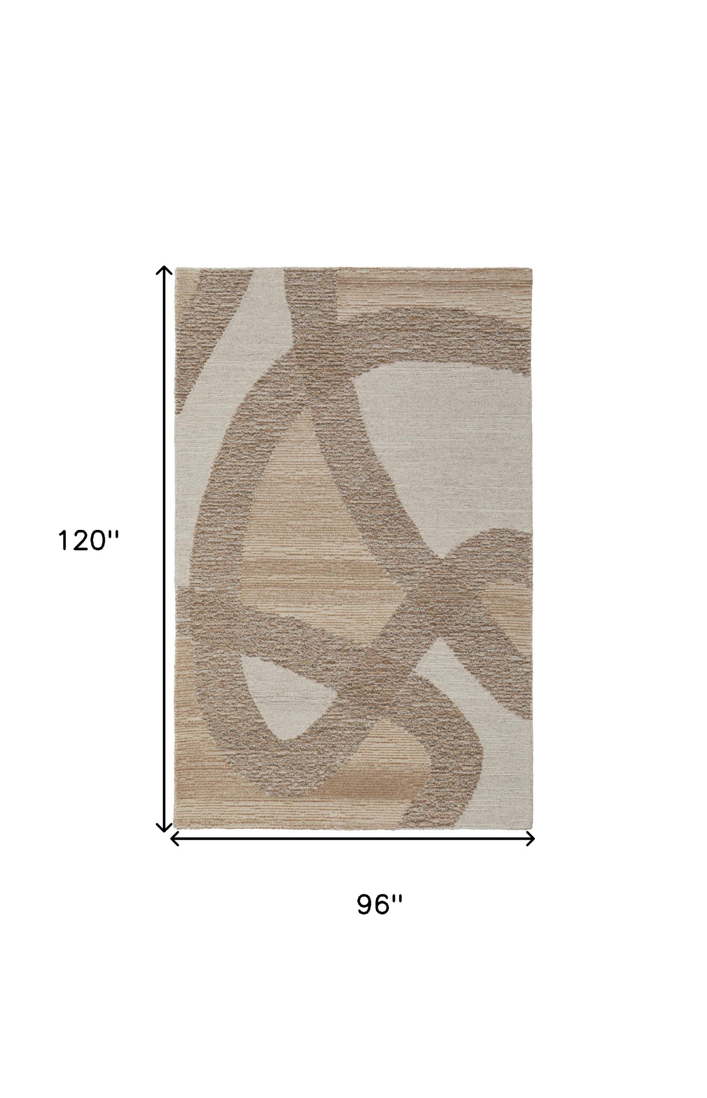 8 x 10 Brown Tan & Ivory Wool Hand Tufted Rug