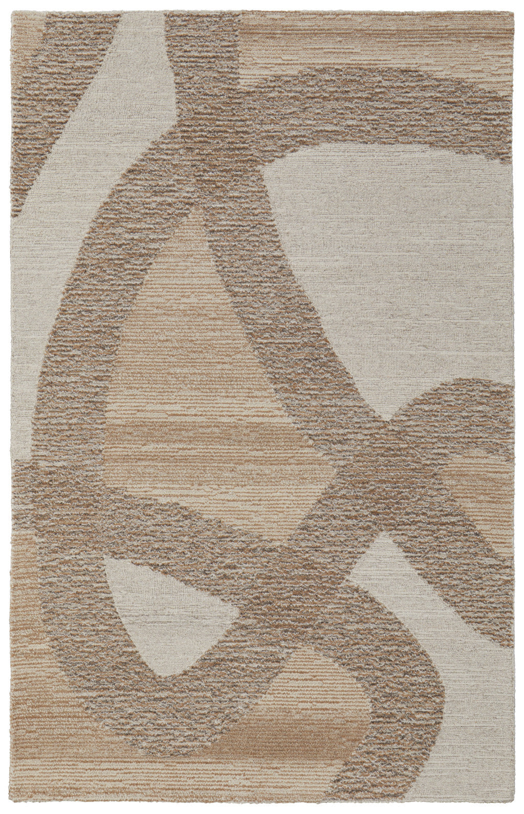 9 x 12 Brown Tan & Ivory Wool Hand Tufted Rug