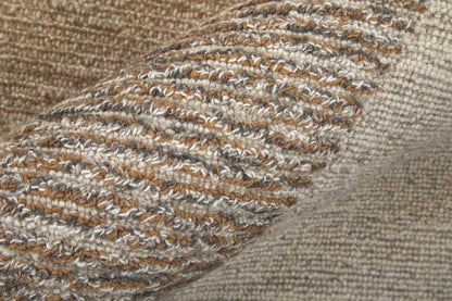 9 x 12 Brown Tan & Ivory Wool Hand Tufted Rug