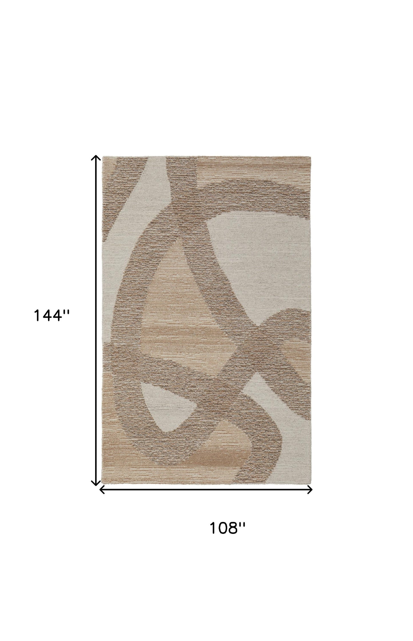 9 x 12 Brown Tan & Ivory Wool Hand Tufted Rug