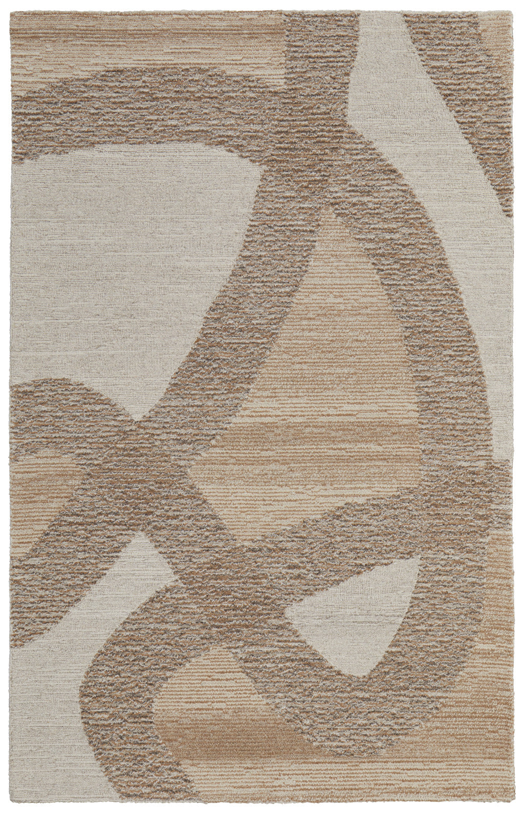 12 x 15 Brown Tan & Ivory Wool Hand Tufted Rug