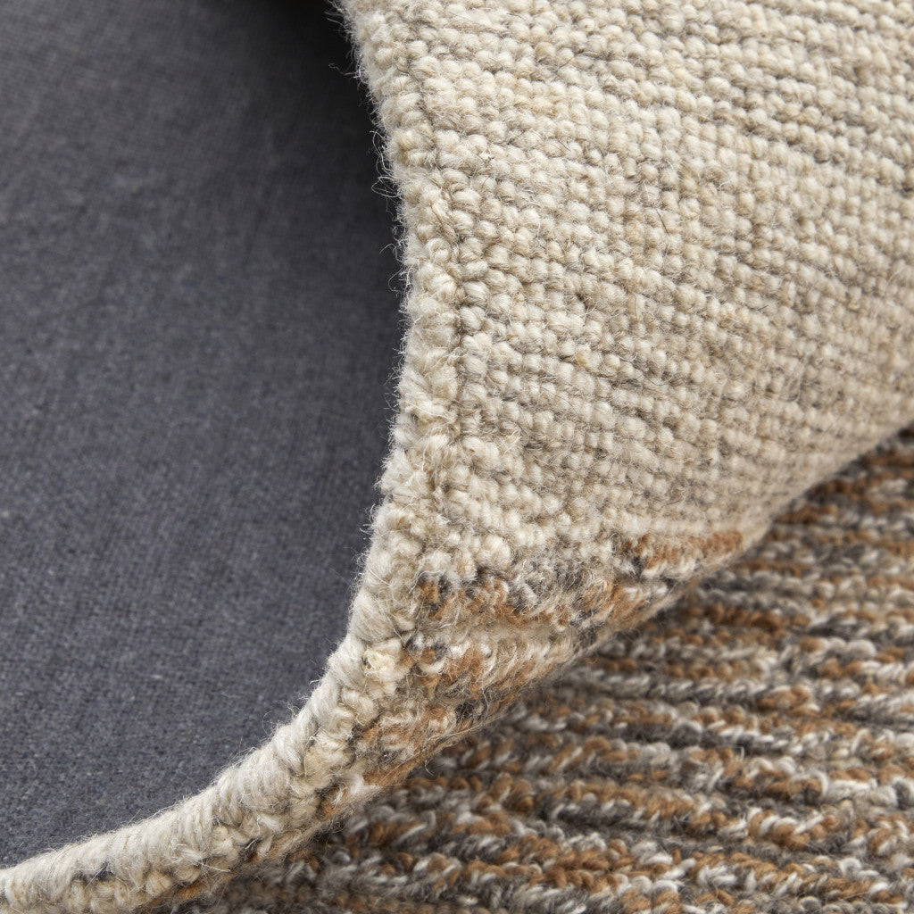 12 x 15 Brown Tan & Ivory Wool Hand Tufted Rug