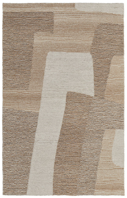 9 x 12 Brown Tan & Ivory Wool Hand Tufted Rug