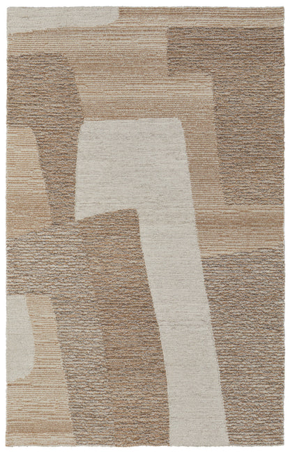 9 x 12 Brown Tan & Ivory Wool Hand Tufted Rug