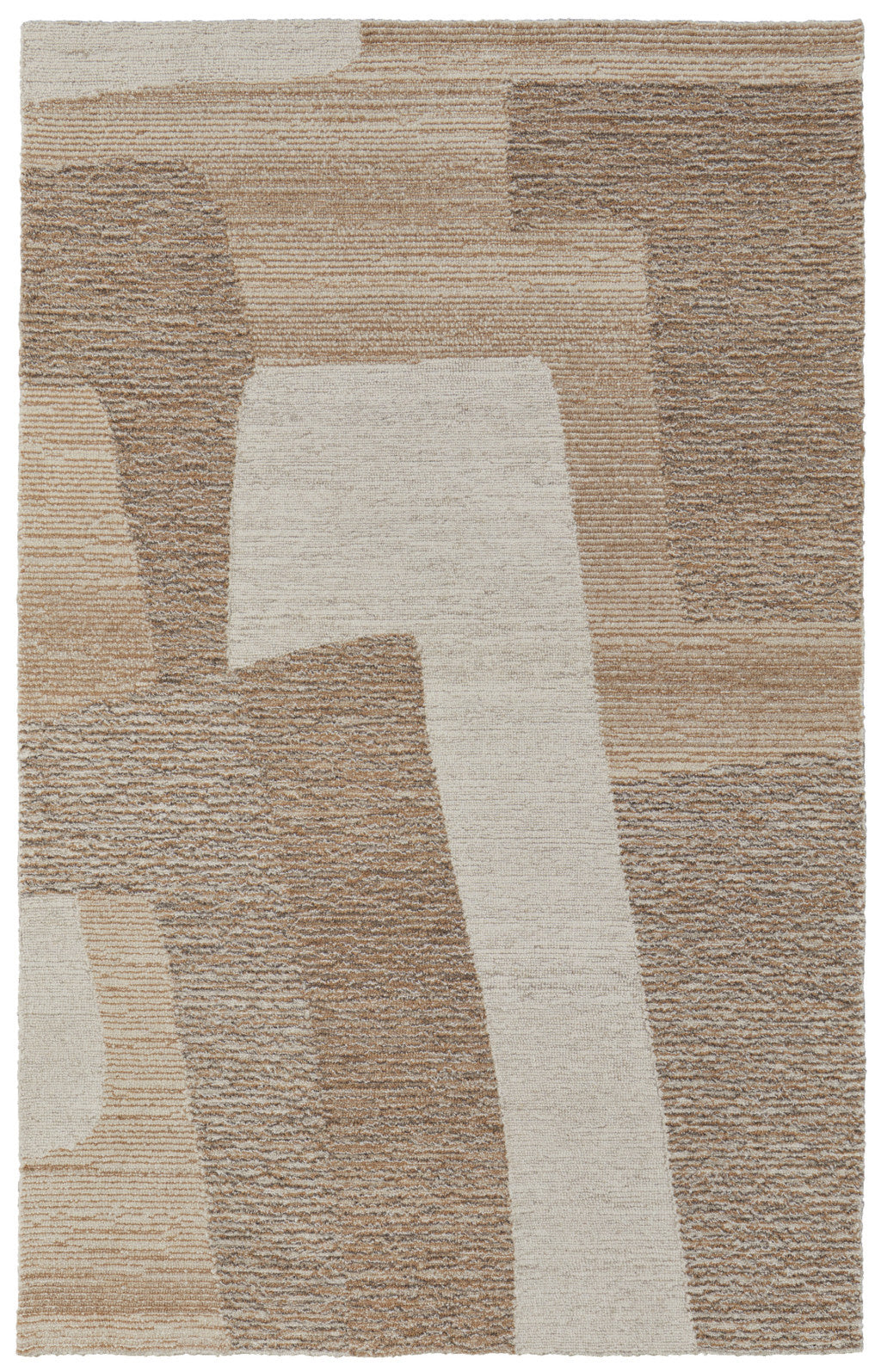 12 x 15 Brown Tan & Ivory Wool Hand Tufted Rug