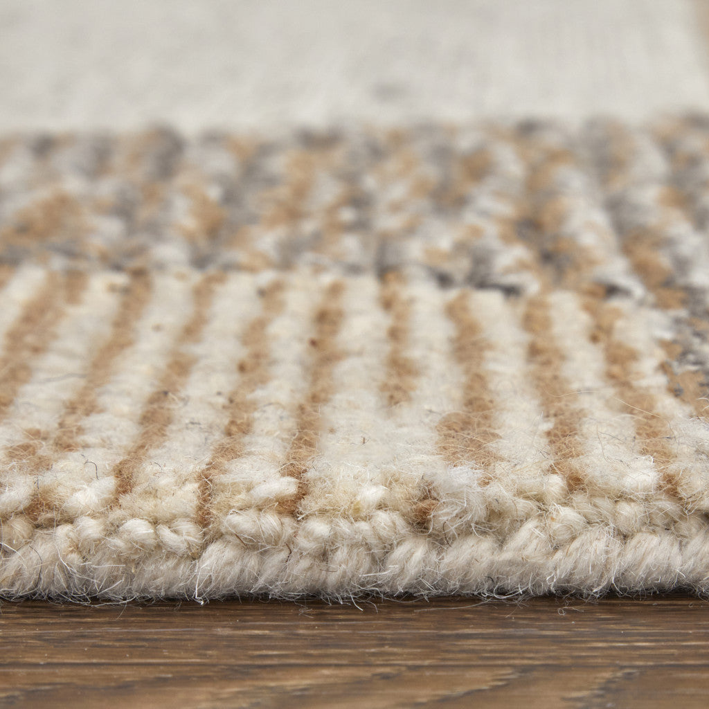 12 x 15 Brown Tan & Ivory Wool Hand Tufted Rug