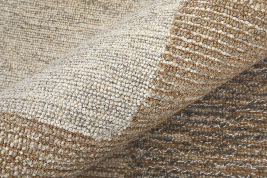 12 x 15 Brown Tan & Ivory Wool Hand Tufted Rug